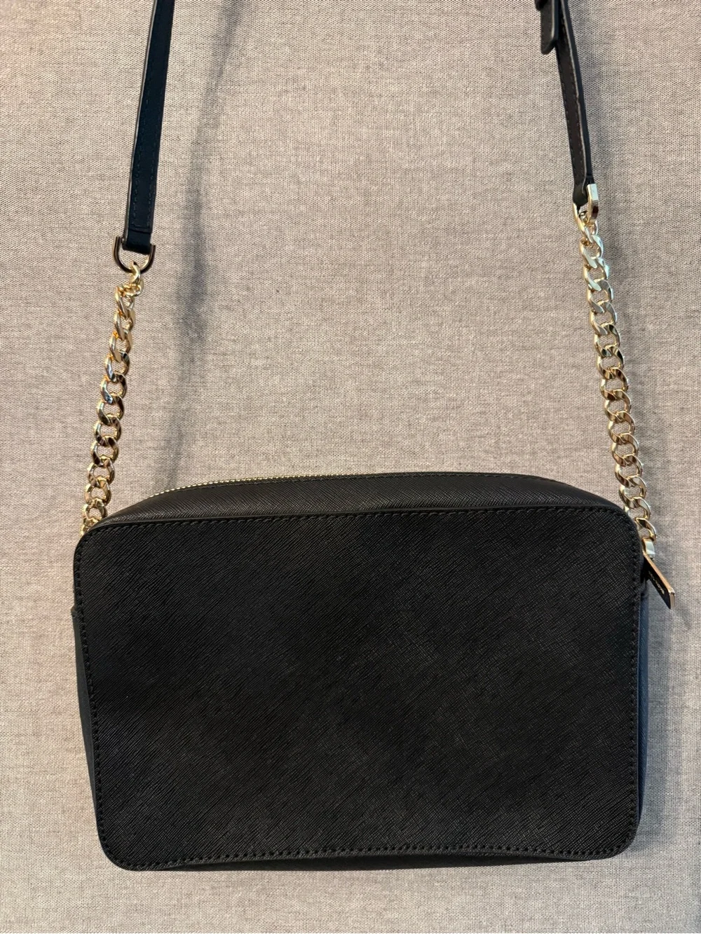 Michael Kors Black Crossbody with Gold Chain Detail